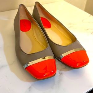 Calvin Klein tan and orange flats